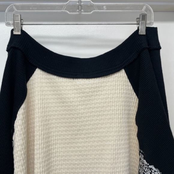 NEW Free People Josie Patterned Mixed Knit Top Textured Cable Trim - Picture 10 of 10